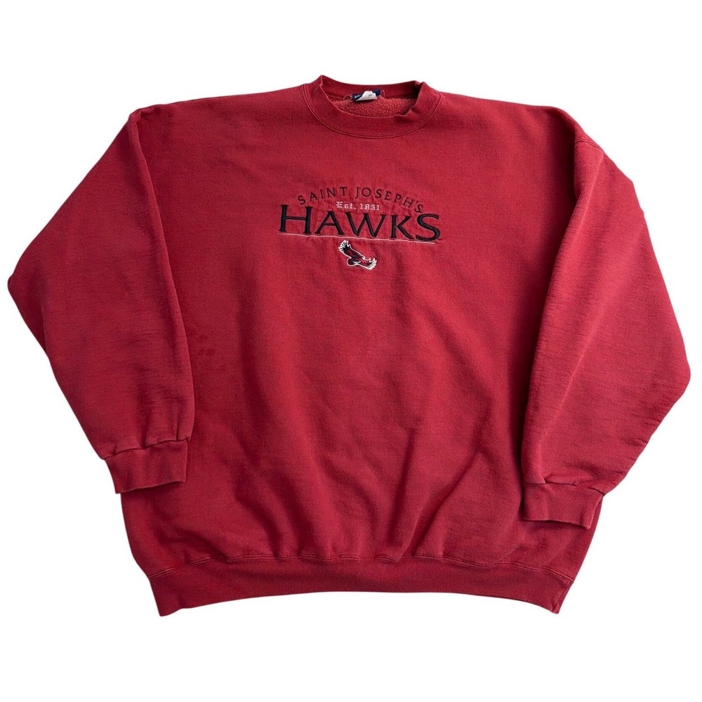 Vintage AS Sports Saint Josephs Hawks Sweatshirt Red Crewneck XL Embroidered